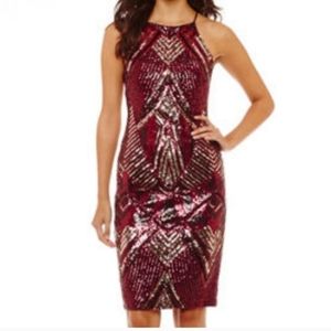 Bisou Bisou Women's Size 2 Red Sequin Mini Dress.